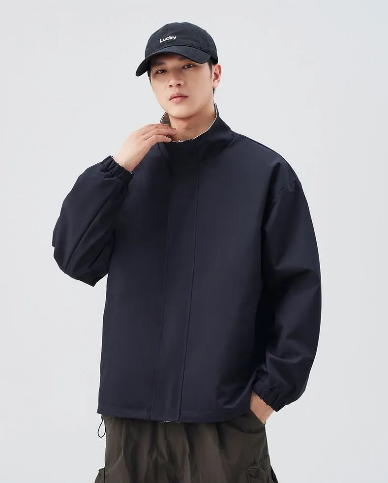 Solid Relaxed-Fit Raincoat with Elastic Band Cuffs for Easy Cleaning