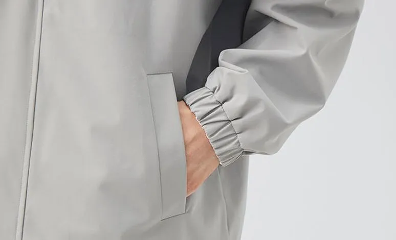 Solid Relaxed-Fit Raincoat with Elastic Band Cuffs for Easy Cleaning