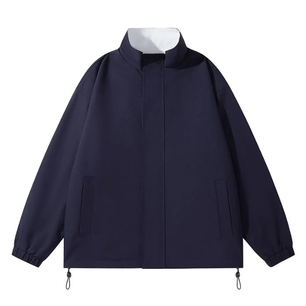 Solid Relaxed-Fit Raincoat with Elastic Band Cuffs for Easy Cleaning