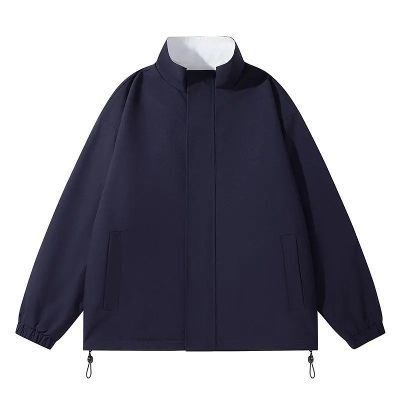 Solid Relaxed-Fit Raincoat with Elastic Band Cuffs for Easy Cleaning