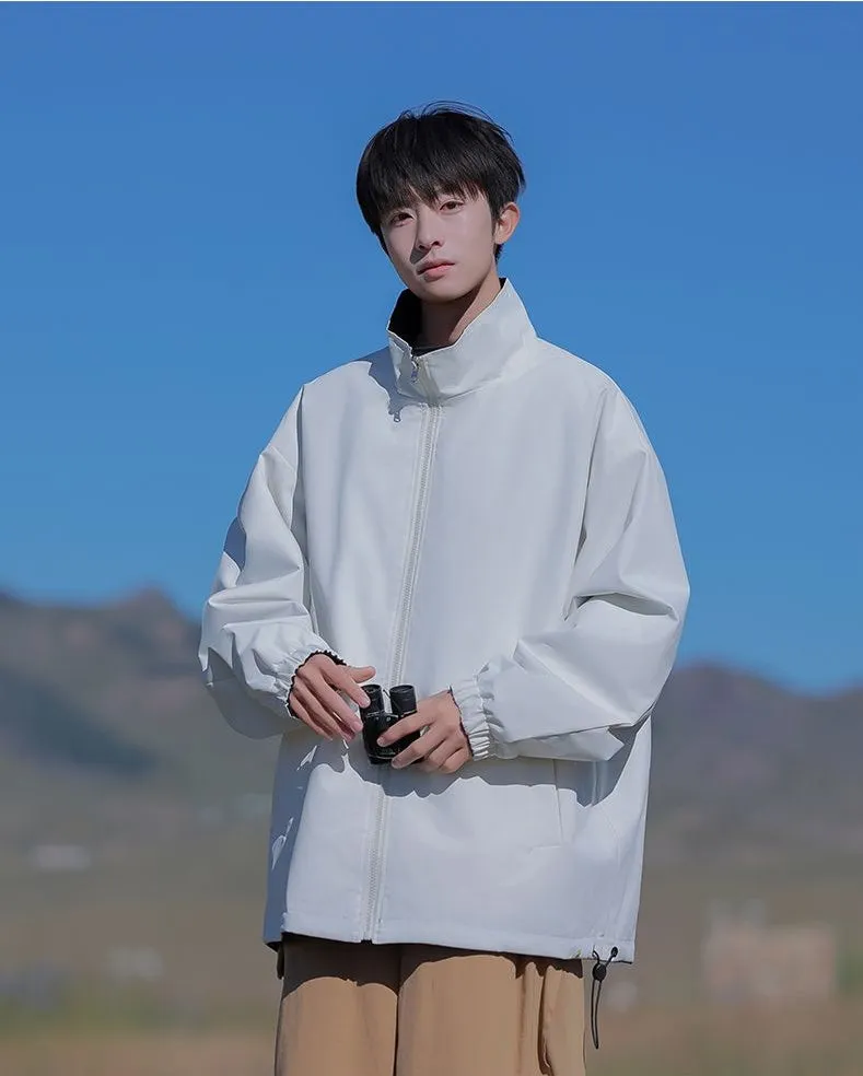 Solid Relaxed-Fit Raincoat with Elastic Band Cuffs for Easy Cleaning