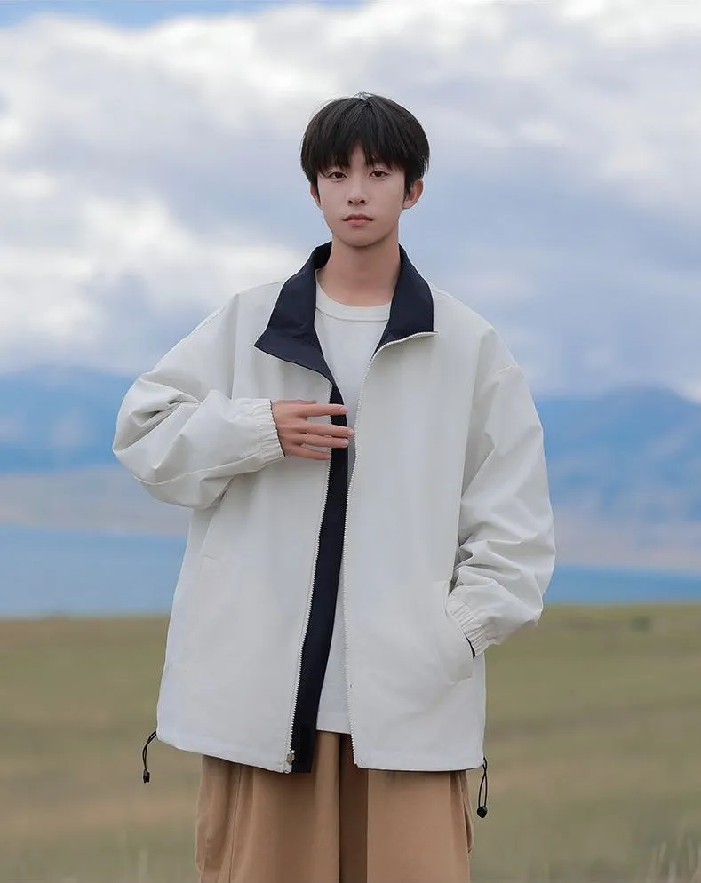 Solid Relaxed-Fit Raincoat with Elastic Band Cuffs for Easy Cleaning