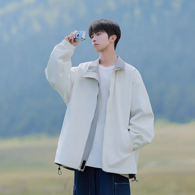 Solid Relaxed-Fit Raincoat with Elastic Band Cuffs for Easy Cleaning