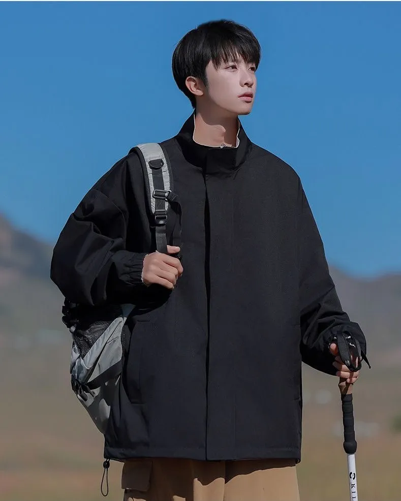 Solid Relaxed-Fit Raincoat with Elastic Band Cuffs for Easy Cleaning