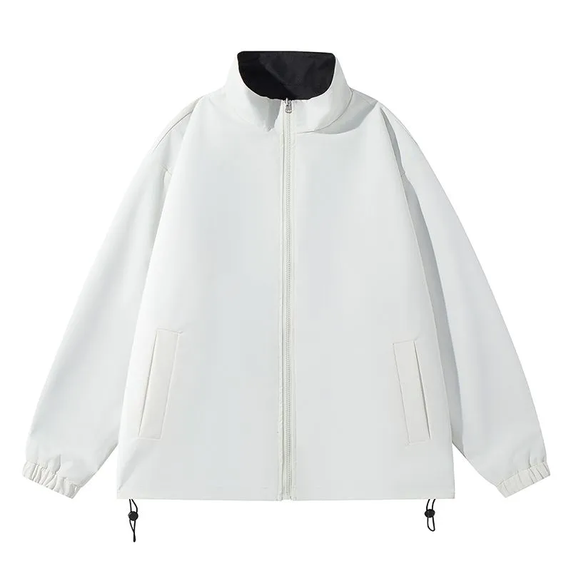 Solid Relaxed-Fit Raincoat with Elastic Band Cuffs for Easy Cleaning