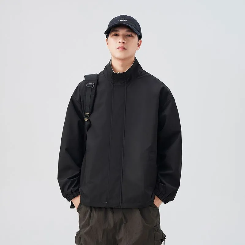 Solid Relaxed-Fit Raincoat with Elastic Band Cuffs for Easy Cleaning