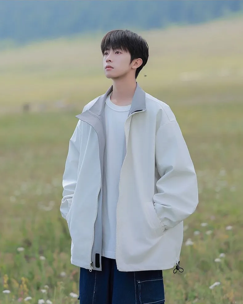 Solid Relaxed-Fit Raincoat with Elastic Band Cuffs for Easy Cleaning