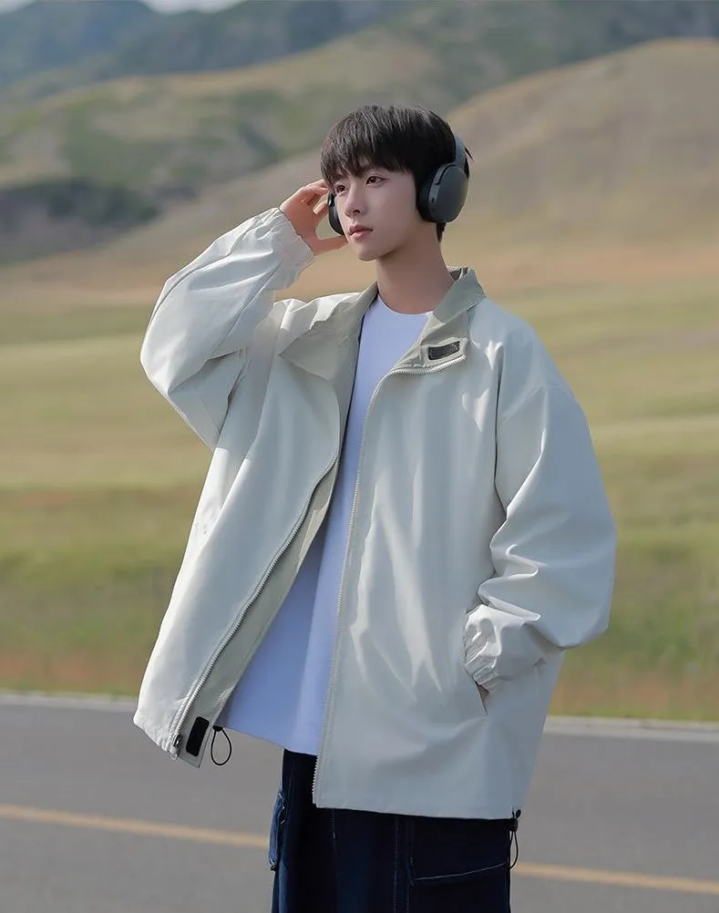 Solid Relaxed-Fit Raincoat with Elastic Band Cuffs for Easy Cleaning
