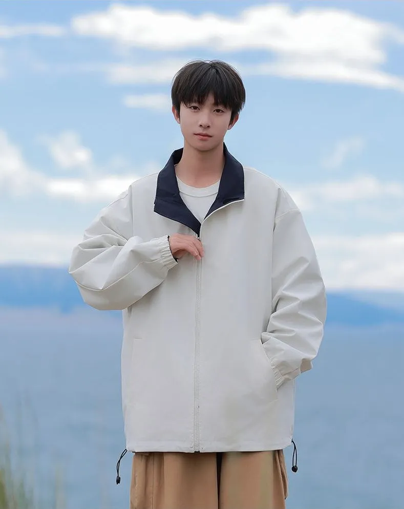 Solid Relaxed-Fit Raincoat with Elastic Band Cuffs for Easy Cleaning