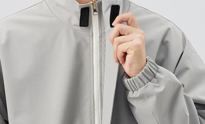 Solid Relaxed-Fit Raincoat with Elastic Band Cuffs for Easy Cleaning