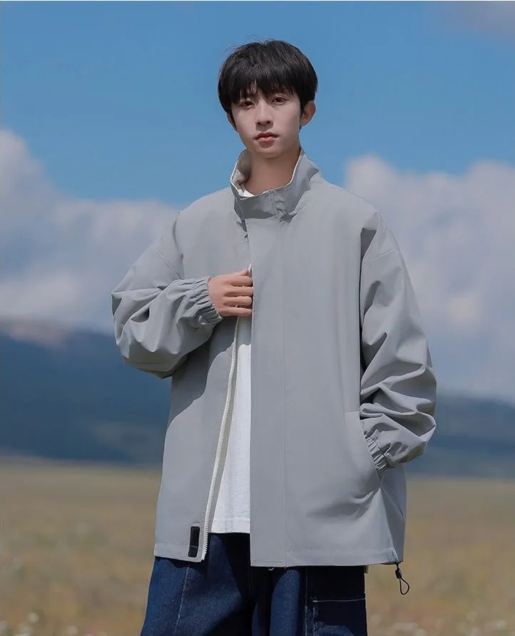 Solid Relaxed-Fit Raincoat with Elastic Band Cuffs for Easy Cleaning
