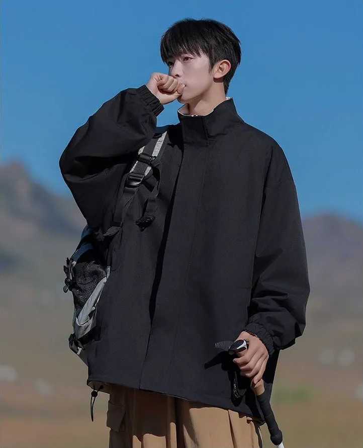 Solid Relaxed-Fit Raincoat with Elastic Band Cuffs for Easy Cleaning