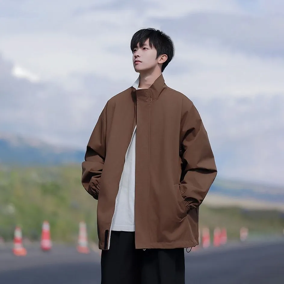 Solid Relaxed-Fit Raincoat with Elastic Band Cuffs for Easy Cleaning