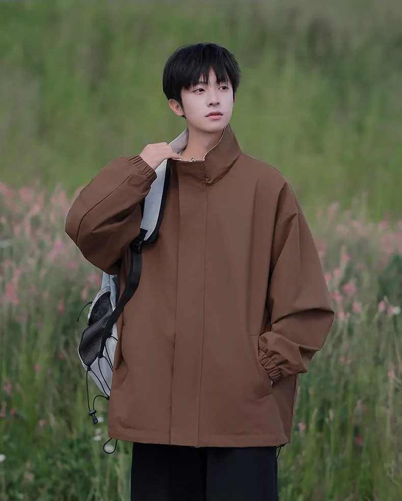 Solid Relaxed-Fit Raincoat with Elastic Band Cuffs for Easy Cleaning