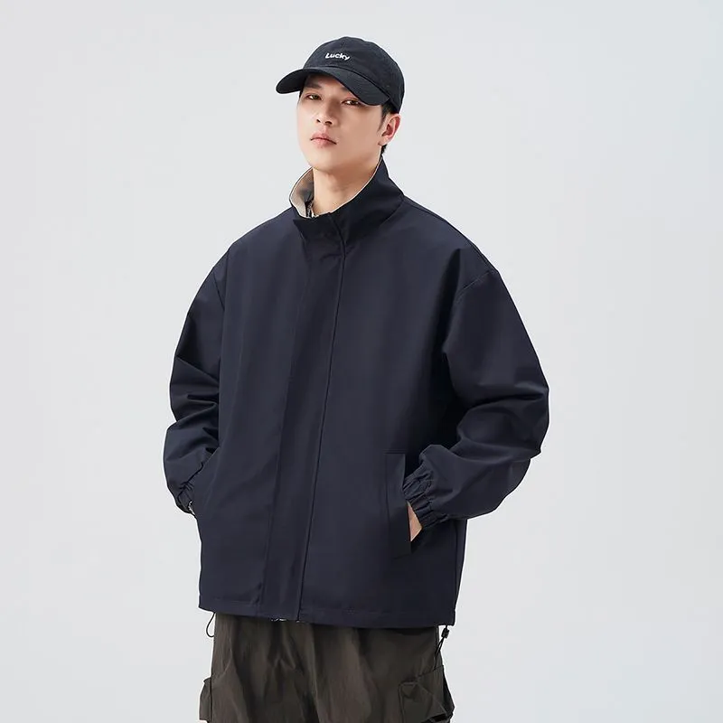 Solid Relaxed-Fit Raincoat with Elastic Band Cuffs for Easy Cleaning