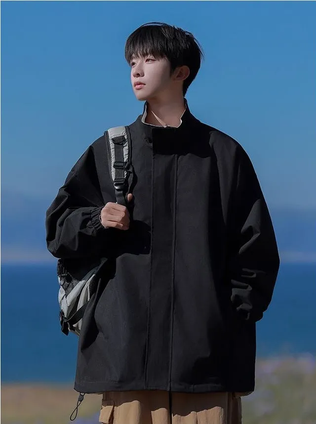 Solid Relaxed-Fit Raincoat with Elastic Band Cuffs for Easy Cleaning