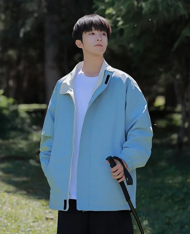 Solid Relaxed-Fit Raincoat with Elastic Band Cuffs for Easy Cleaning