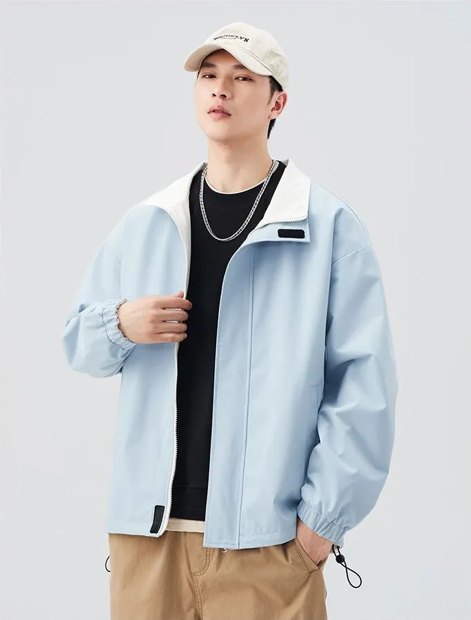 Solid Relaxed-Fit Raincoat with Elastic Band Cuffs for Easy Cleaning