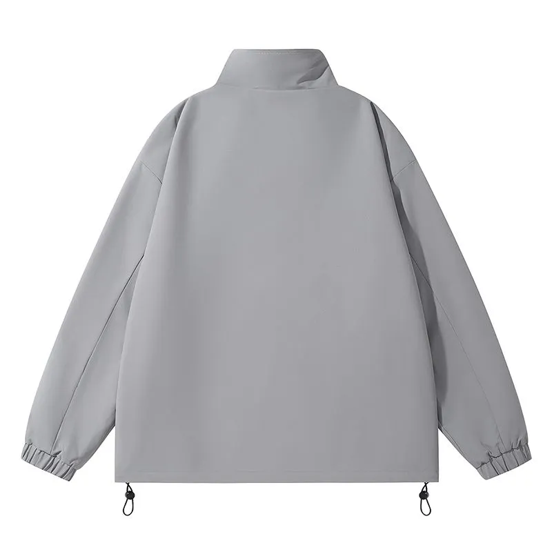 Solid Relaxed-Fit Raincoat with Elastic Band Cuffs for Easy Cleaning