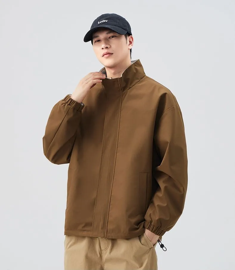 Solid Relaxed-Fit Raincoat with Elastic Band Cuffs for Easy Cleaning