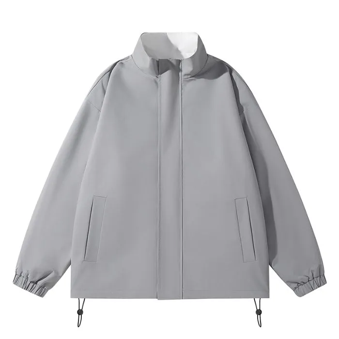 Solid Relaxed-Fit Raincoat with Elastic Band Cuffs for Easy Cleaning