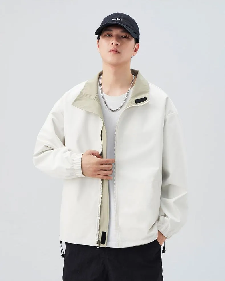 Solid Relaxed-Fit Raincoat with Elastic Band Cuffs for Easy Cleaning