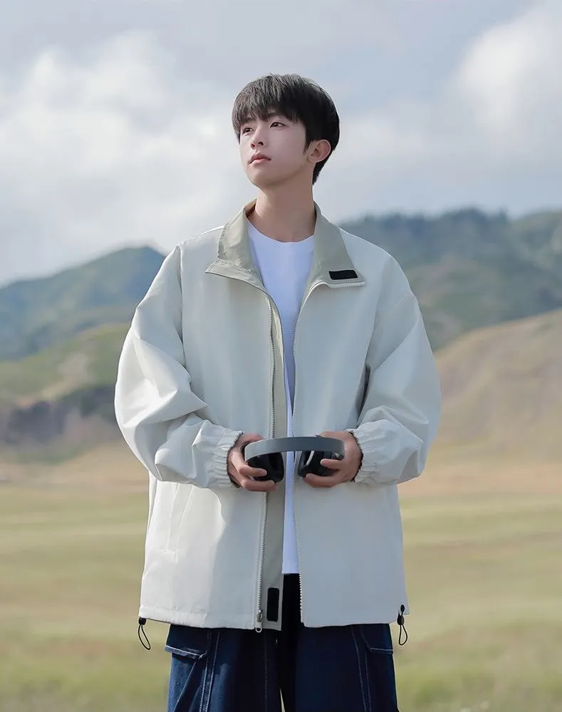 Solid Relaxed-Fit Raincoat with Elastic Band Cuffs for Easy Cleaning