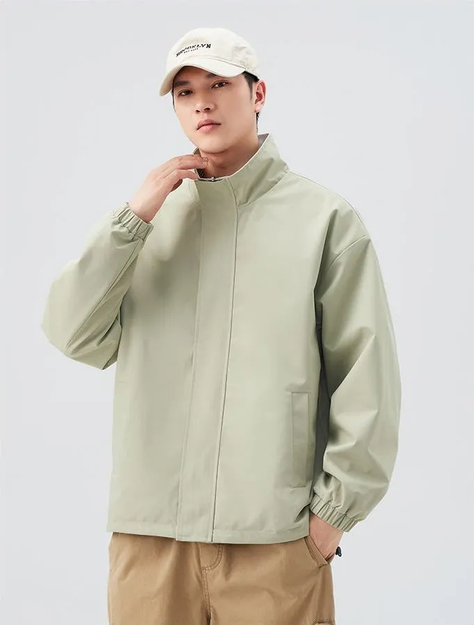 Solid Relaxed-Fit Raincoat with Elastic Band Cuffs for Easy Cleaning