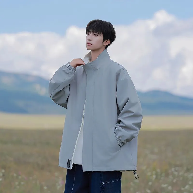 Solid Relaxed-Fit Raincoat with Elastic Band Cuffs for Easy Cleaning