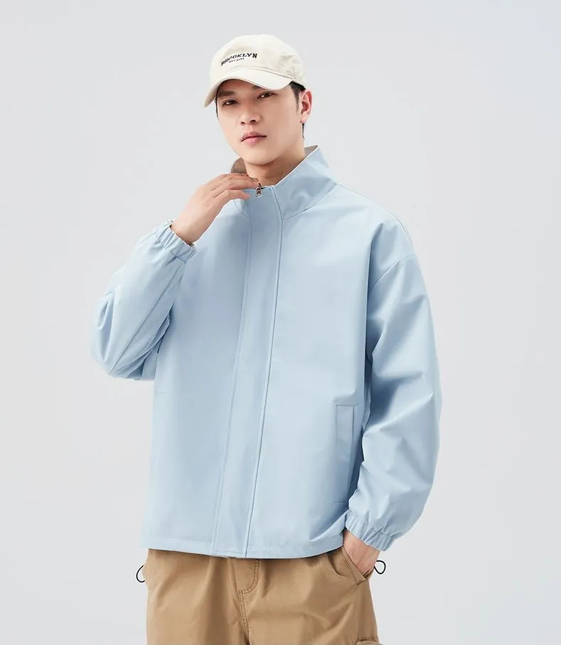 Solid Relaxed-Fit Raincoat with Elastic Band Cuffs for Easy Cleaning