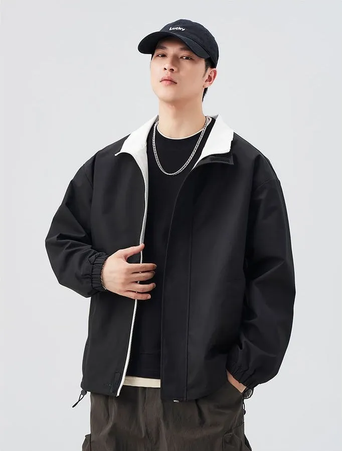 Solid Relaxed-Fit Raincoat with Elastic Band Cuffs for Easy Cleaning