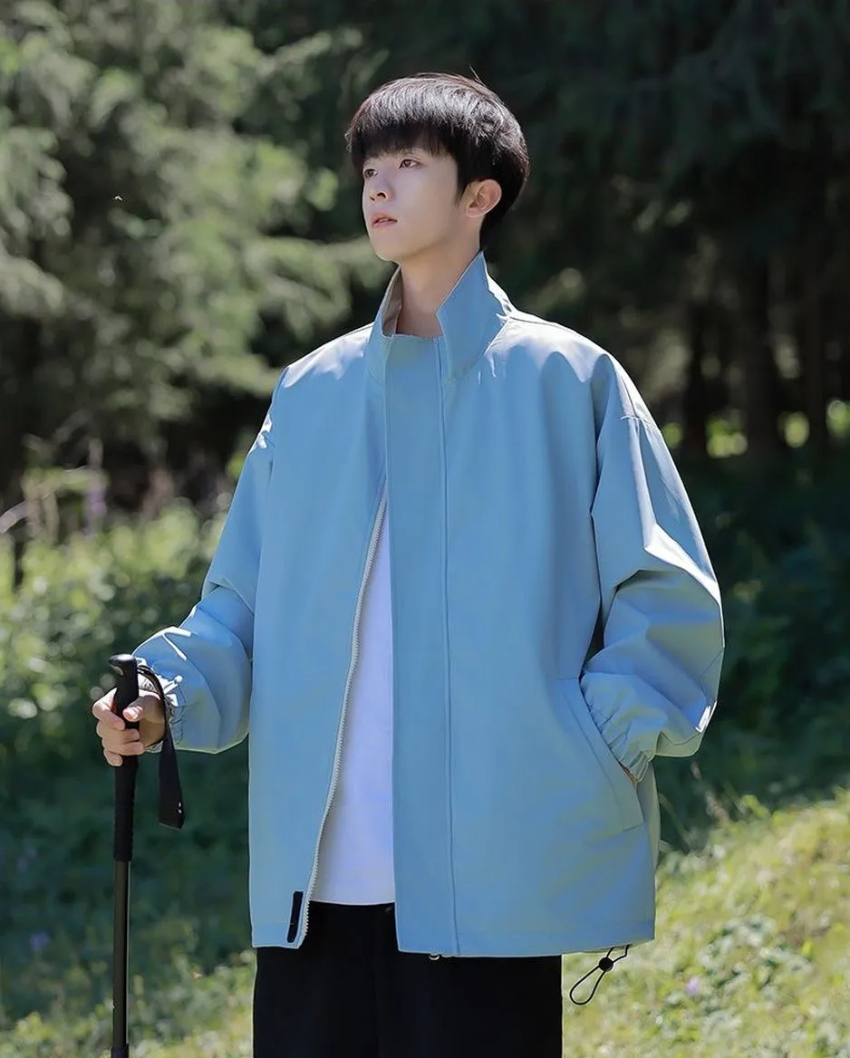 Solid Relaxed-Fit Raincoat with Elastic Band Cuffs for Easy Cleaning