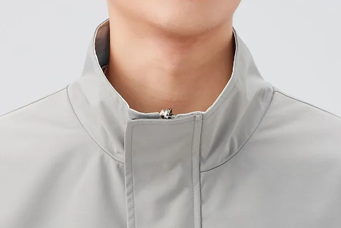 Solid Relaxed-Fit Raincoat with Elastic Band Cuffs for Easy Cleaning