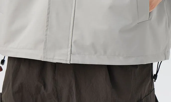 Solid Relaxed-Fit Raincoat with Elastic Band Cuffs for Easy Cleaning