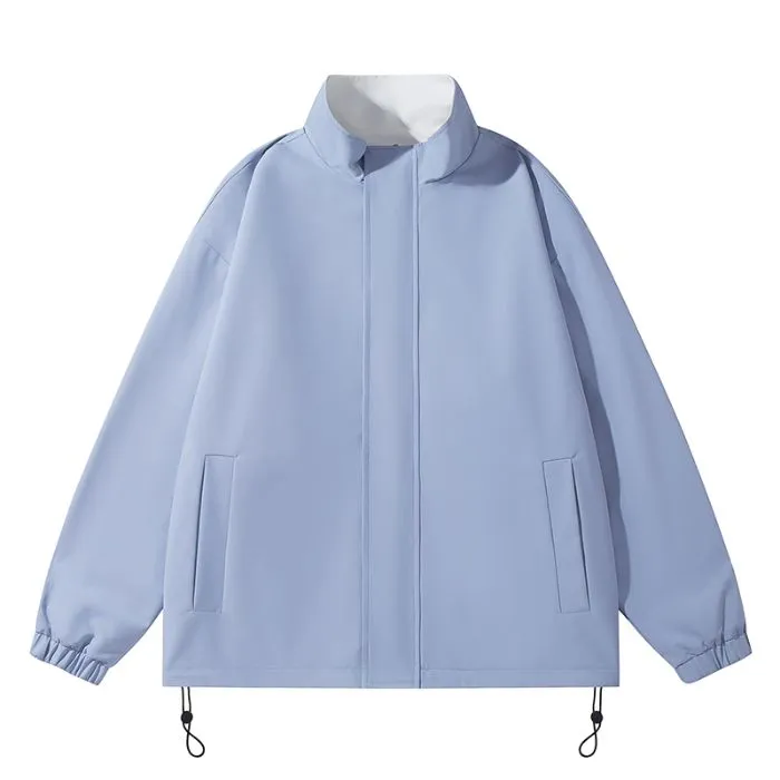 Solid Relaxed-Fit Raincoat with Elastic Band Cuffs for Easy Cleaning