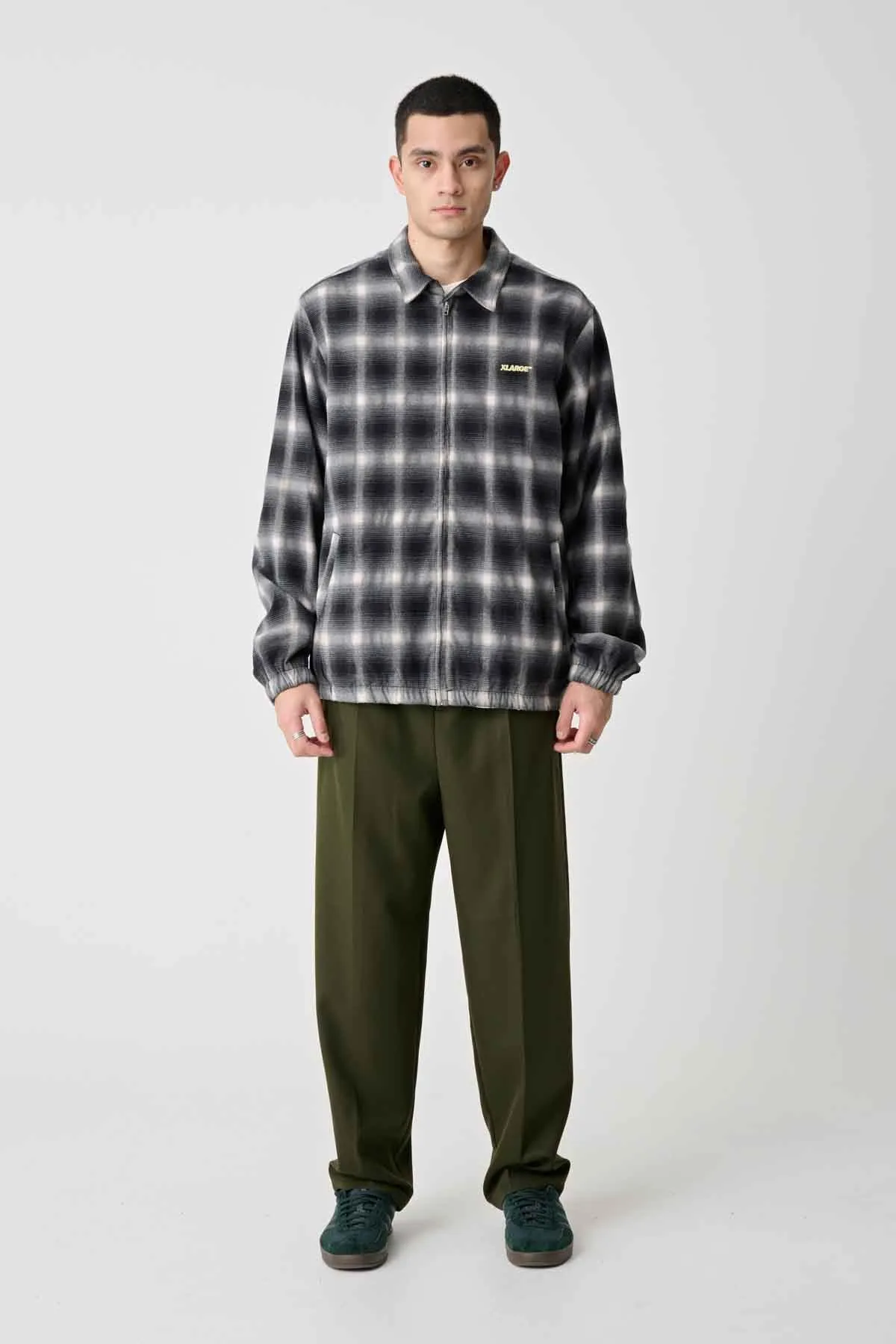 SOURCE LINED ZIP CHECK JACKET - BLACK