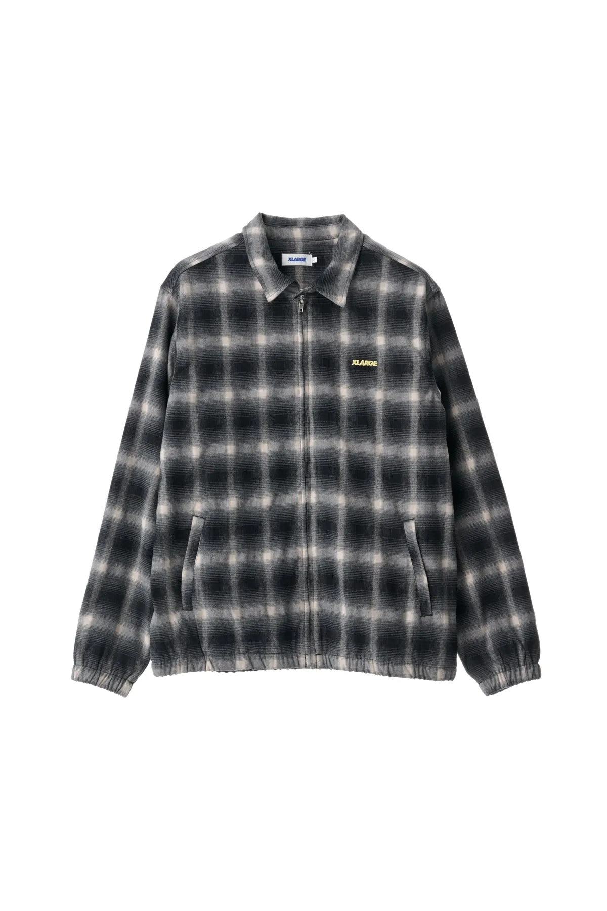 SOURCE LINED ZIP CHECK JACKET - BLACK