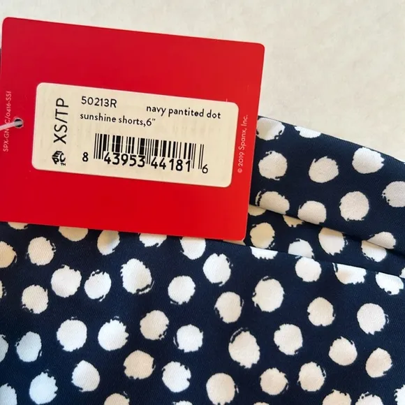 Spanx XSmall Shorts 6” Sunshine Shorts in Navy Painted Dot NWT