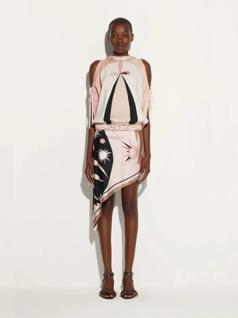 Stella Print Asymmetrical Mini Skirt