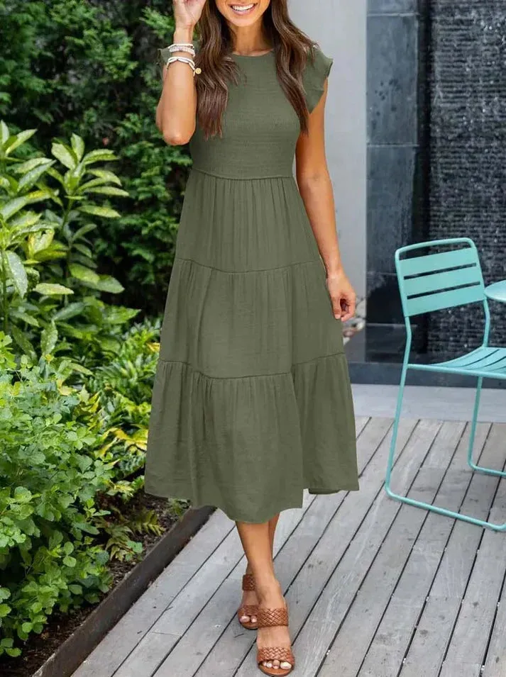 Stella - Short sleeve midi dresses for women