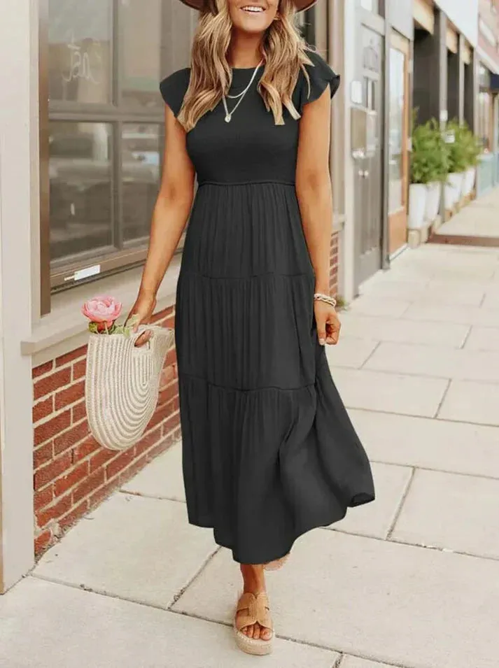 Stella - Short sleeve midi dresses for women