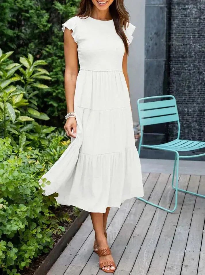 Stella - Short sleeve midi dresses for women
