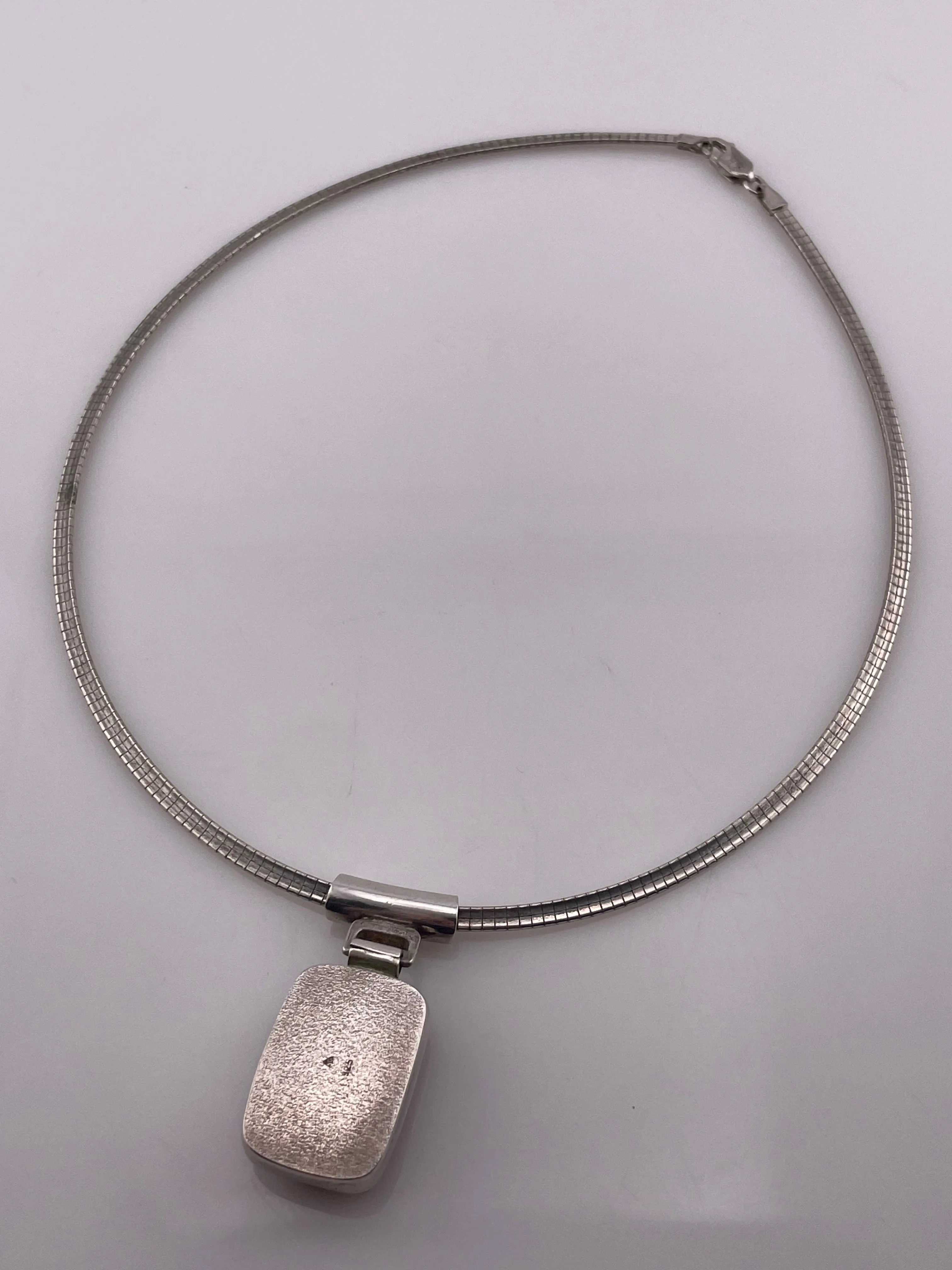 sterling silver amber pendant structured chain necklace