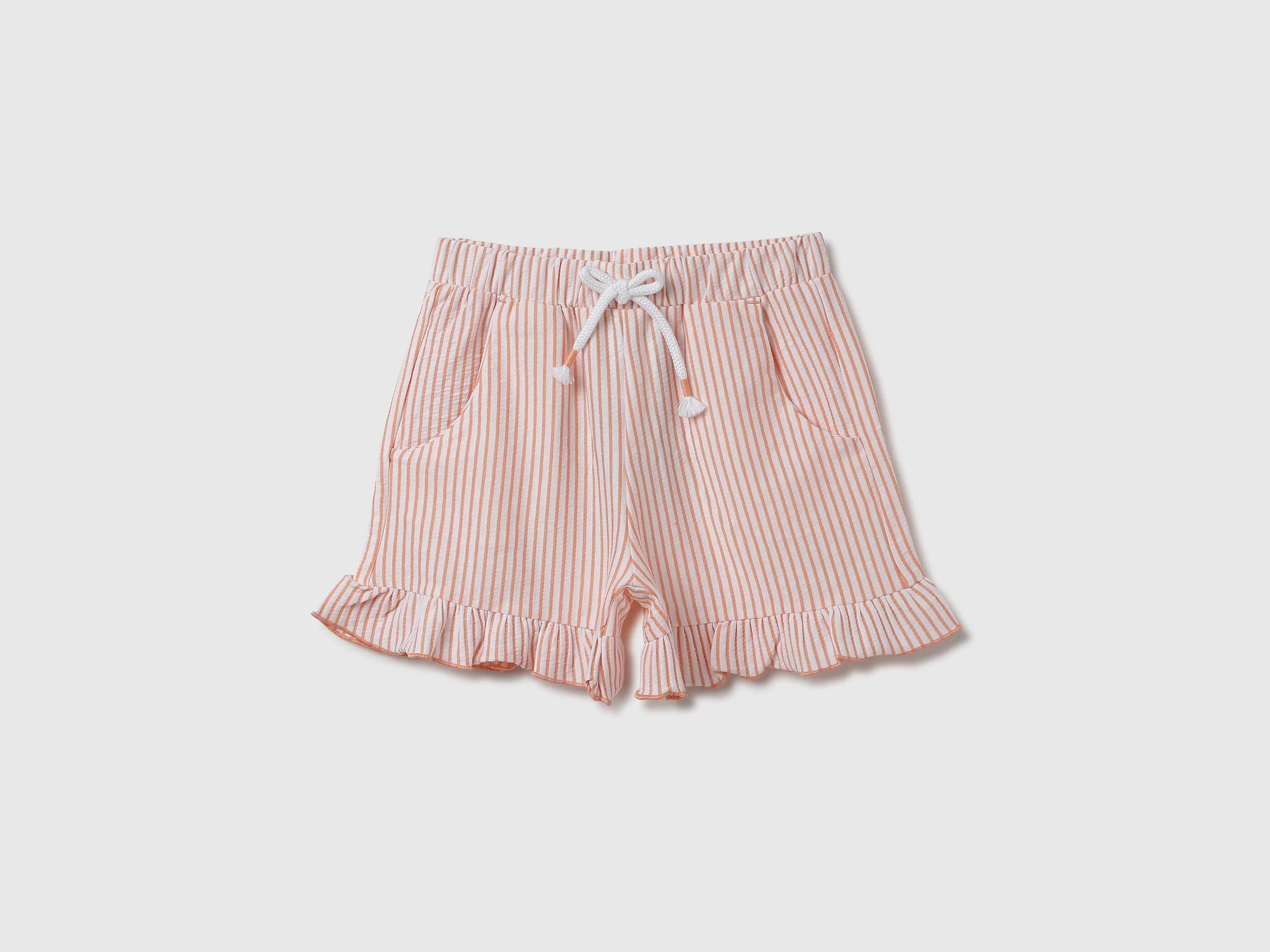 Striped & Ruffled Regular Fit Shorts