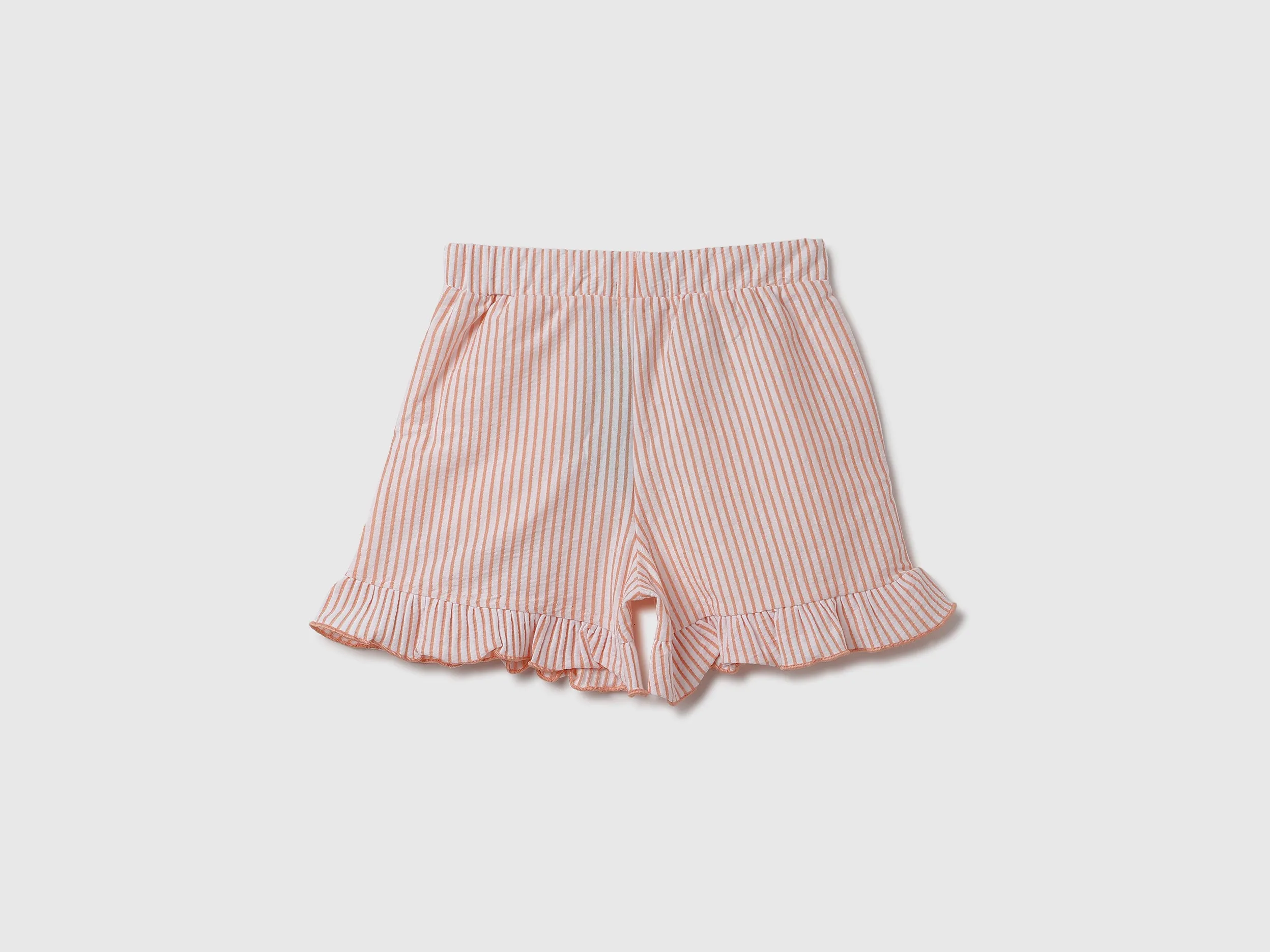 Striped & Ruffled Regular Fit Shorts