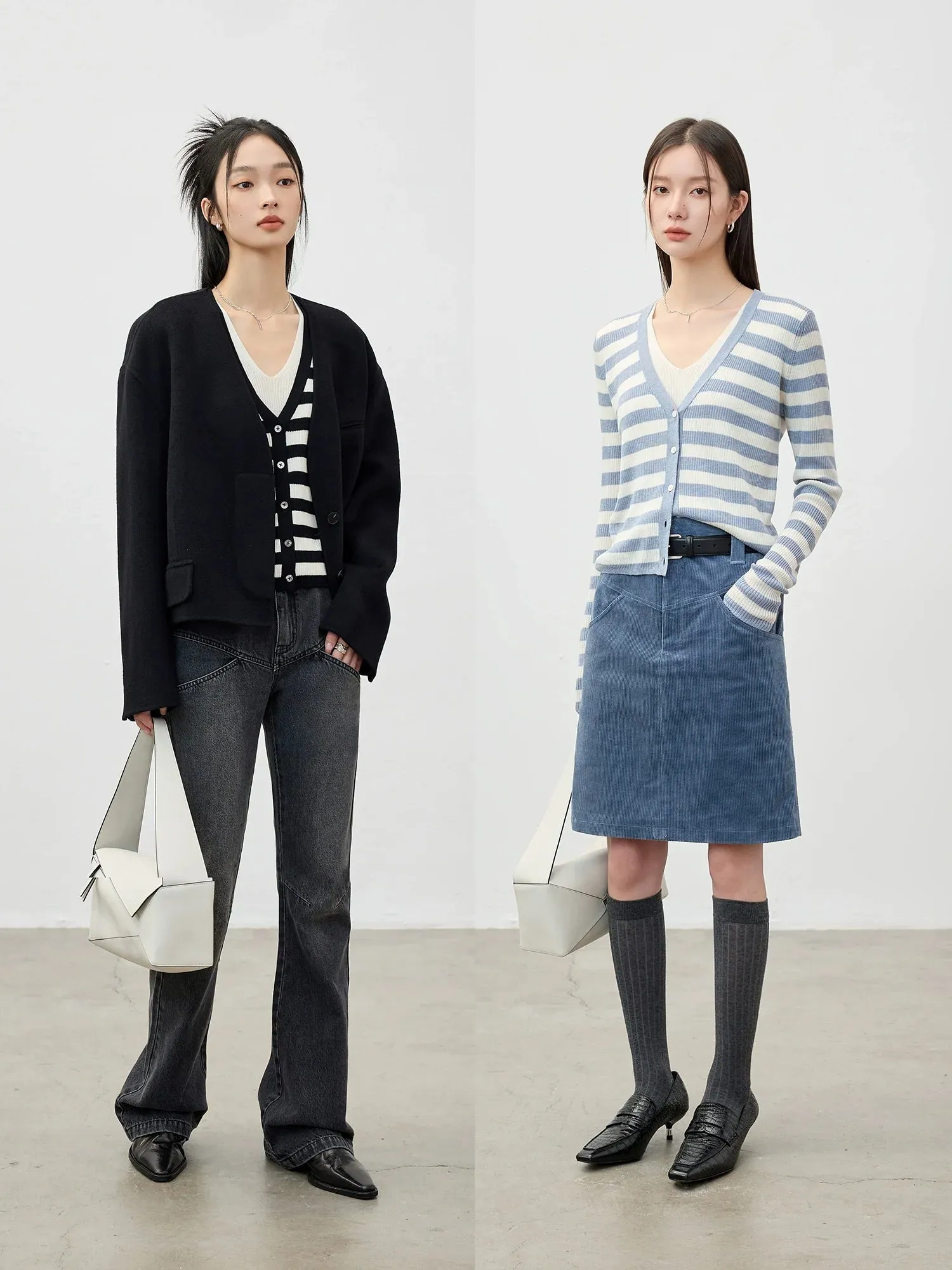 Striped V-Neck Cardigan