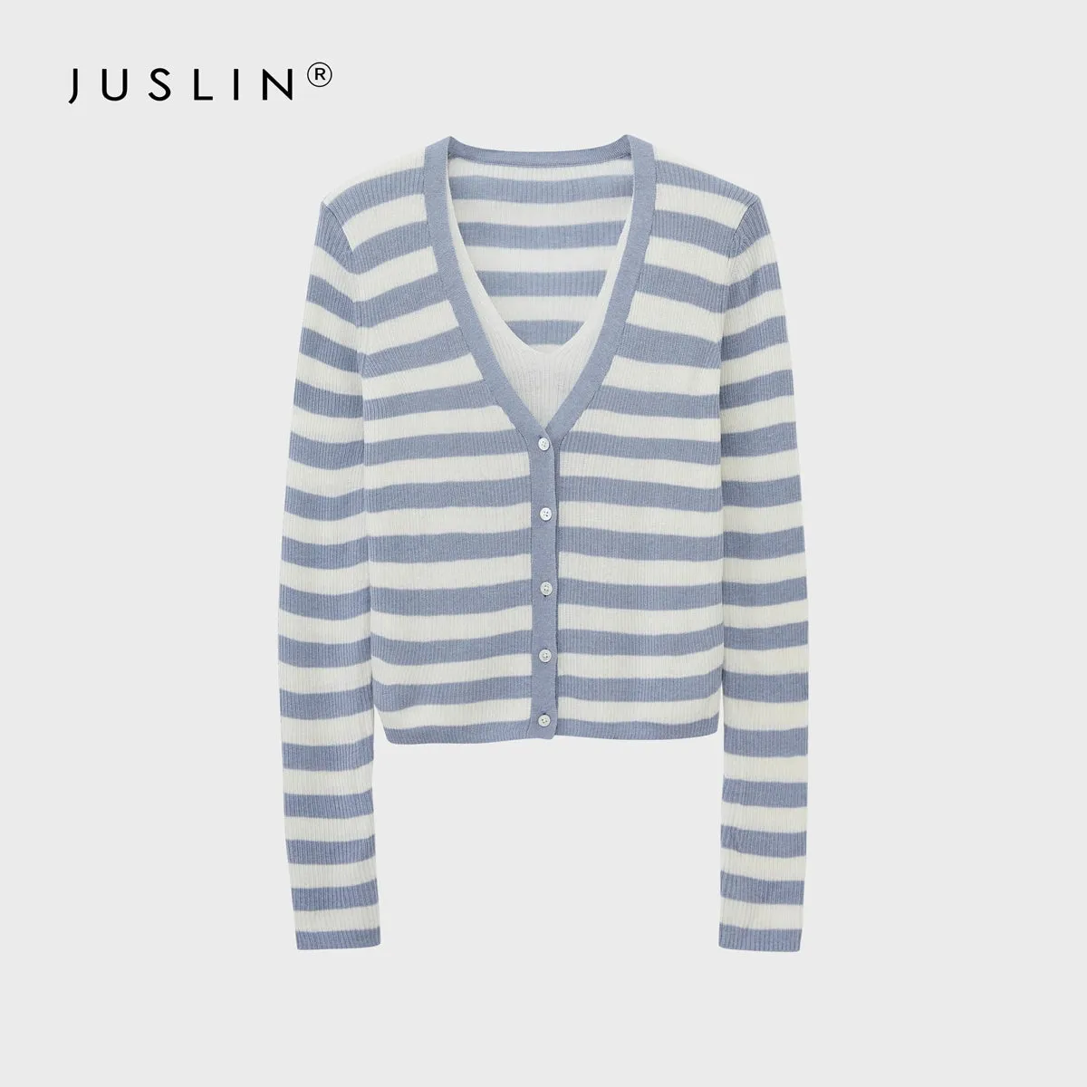 Striped V-Neck Cardigan
