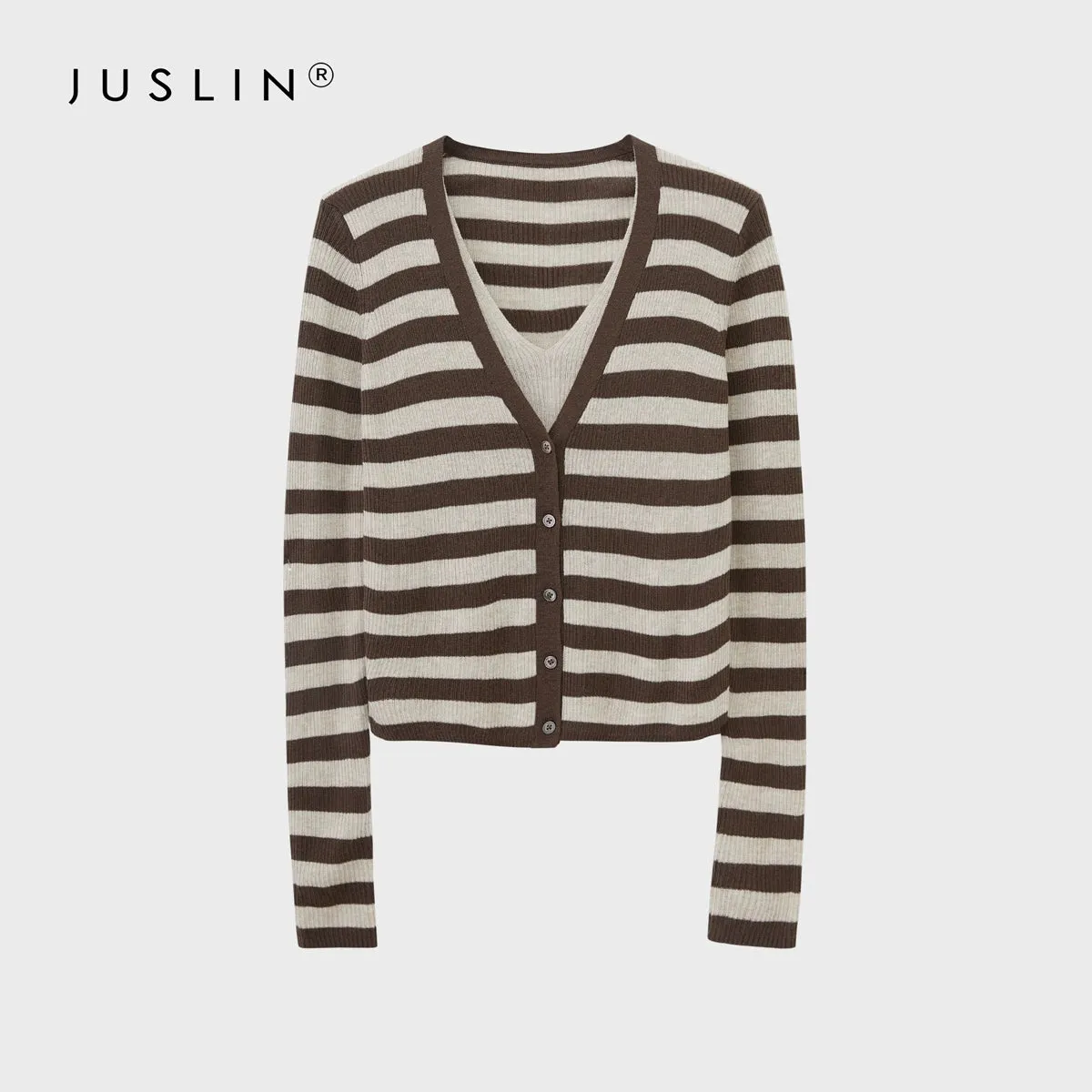 Striped V-Neck Cardigan