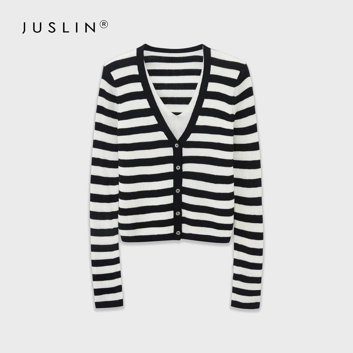 Striped V-Neck Cardigan
