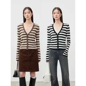 Striped V-Neck Cardigan
